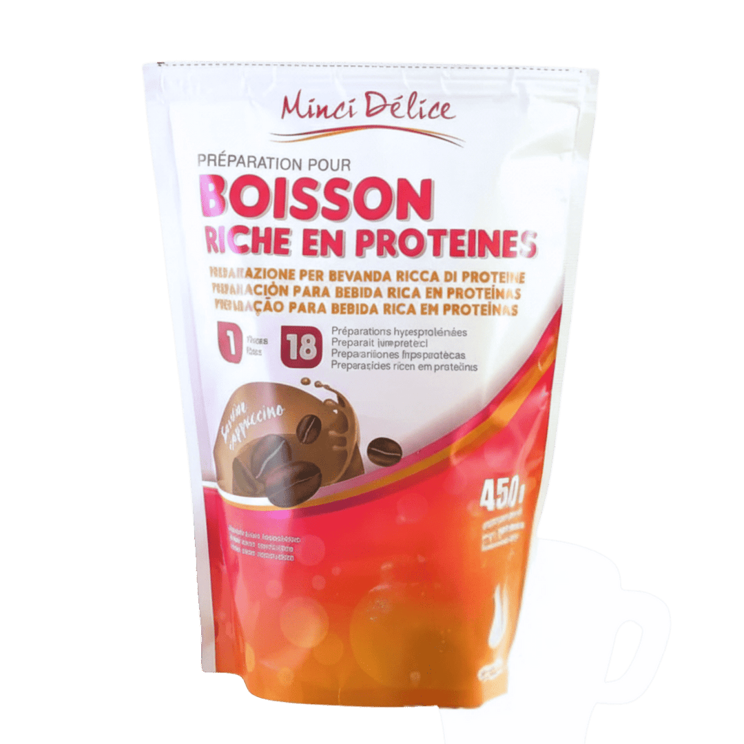 Boisson hyperprotéinée cappuccino maxi sachet 450g 18 portions - Mincidelice
