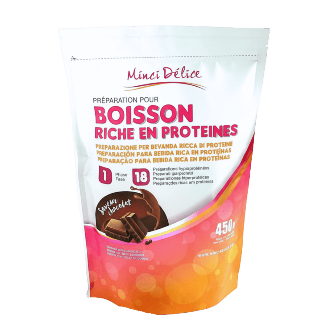 Boisson hyperprotéinée chocolatée maxi sachet 450g 18 portions - Mincidelice