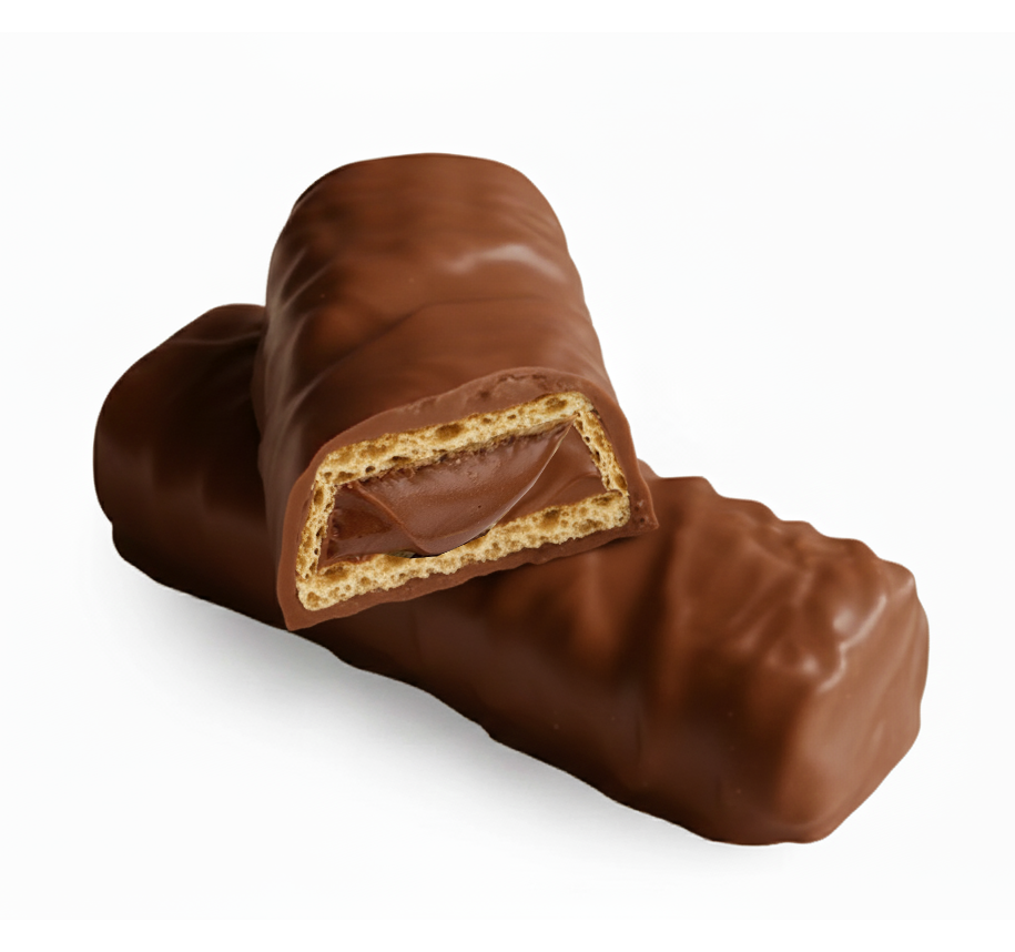 Barre fondante chocolat au lait-noisette riche en proteines SANS GLUTEN