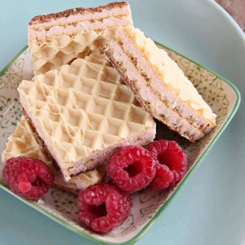 Gaufrettes chocolat blanc framboise phase 2 - Mincidelice