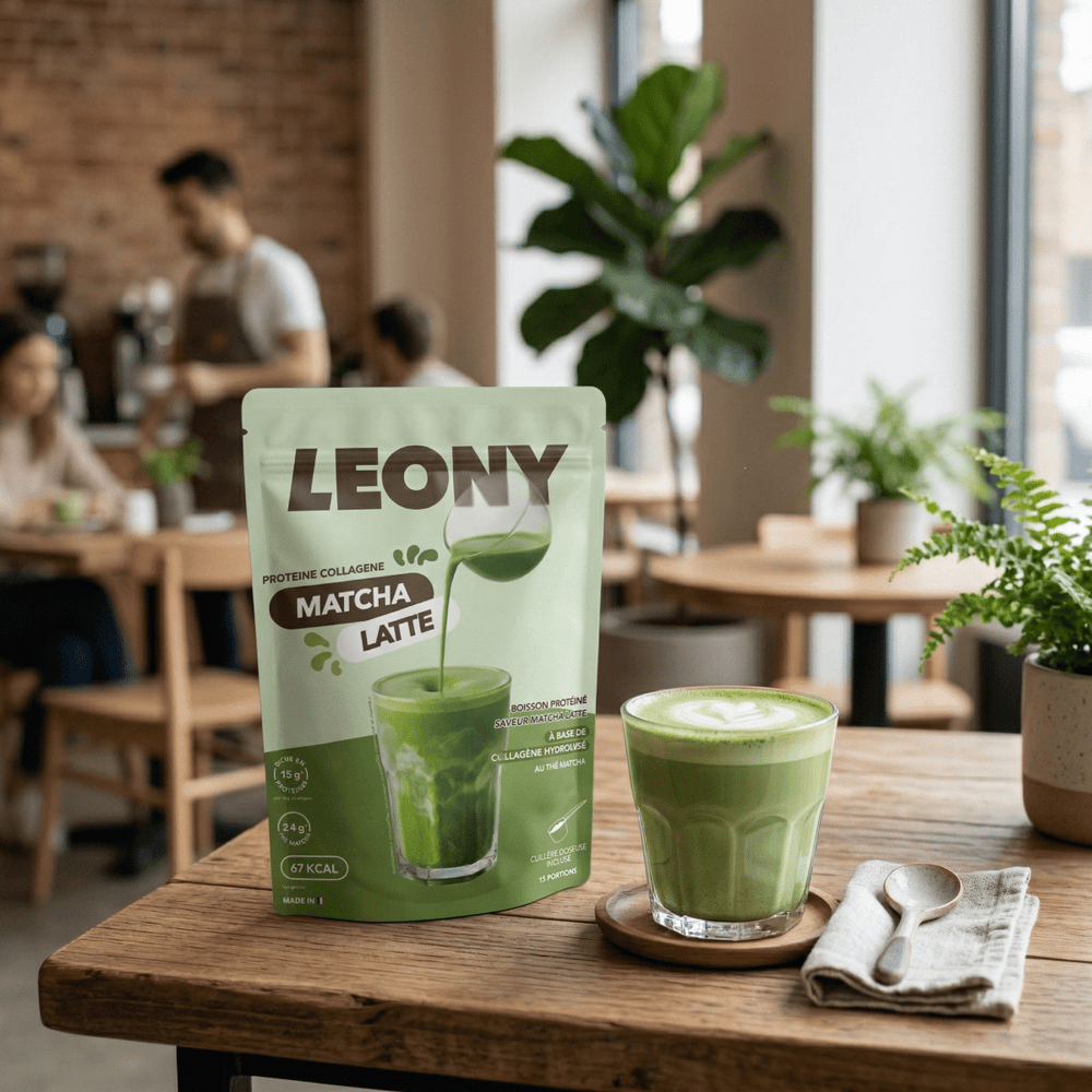 Matcha Latte protéiné au collagène - LEONY - Mincidelice