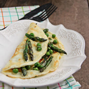 Crepe iperproteica di asparagi e piselli