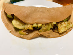 Crespella con pancetta, formaggio e zucchine