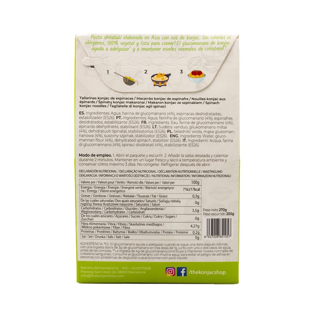 Tallarines de konjac épinards 200g - Mincidelice