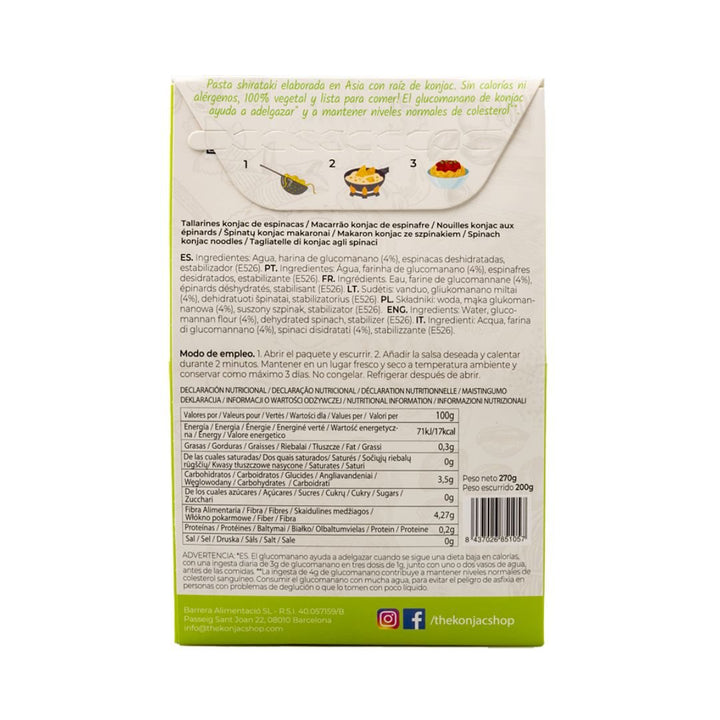 Tallarines de konjac épinards 200g - Mincidelice