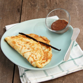 Crepe de baunilha proteico